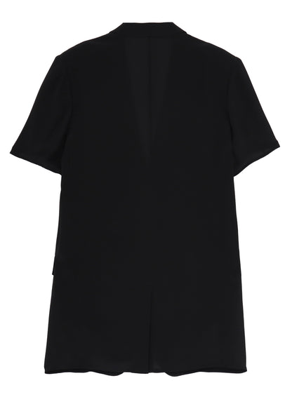 CREPE DE CHINE DOUBLE LAPEL SHORT SLEEVE JACKET