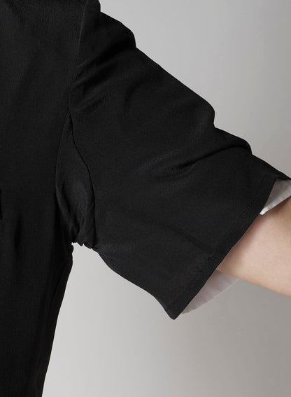 CREPE DE CHINE DOUBLE LAPEL SHORT SLEEVE JACKET