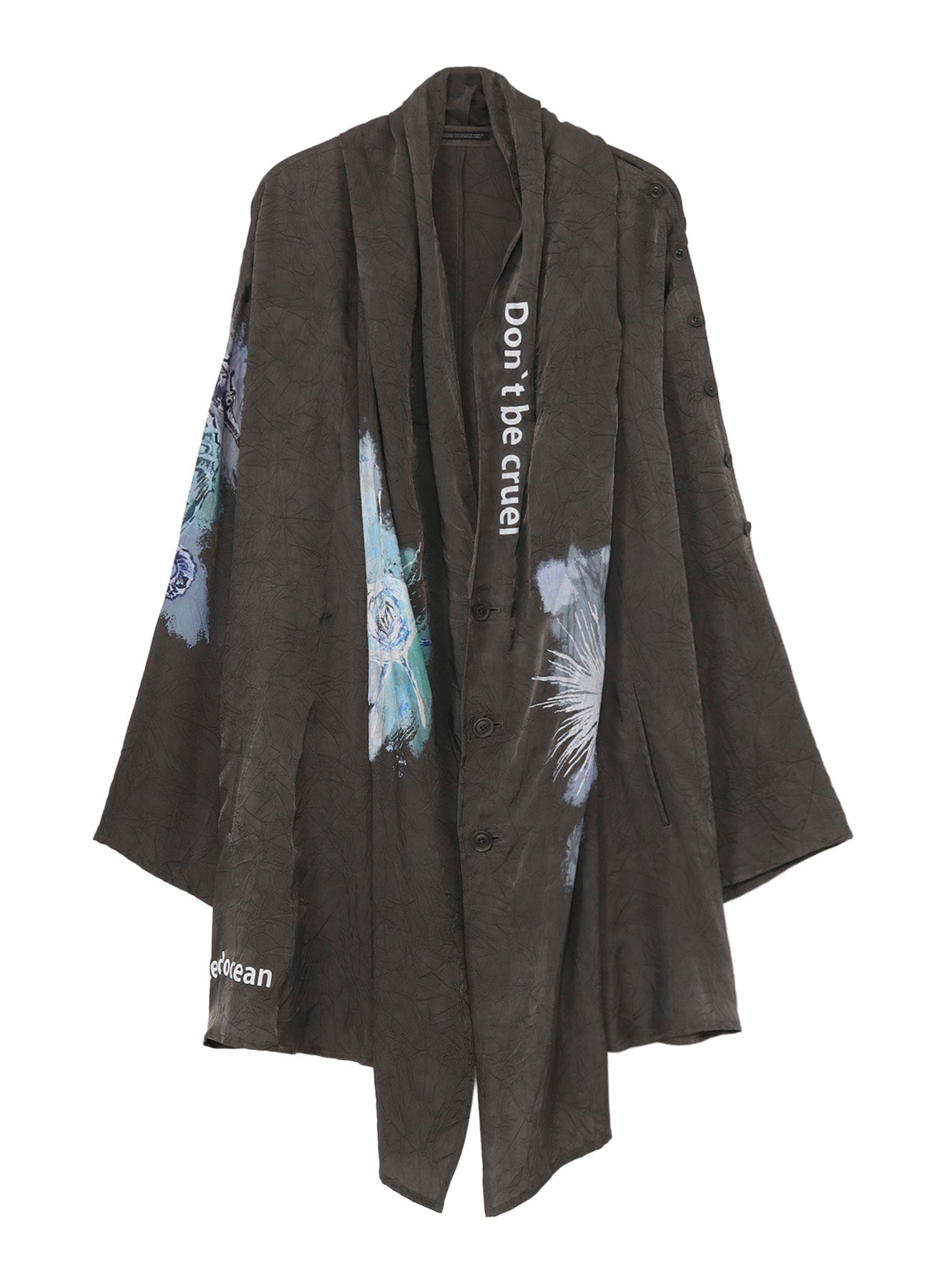 <PIECE UNIQUE/AOYAMA>INK DYED WRINKLE CUPRO MESSAGE DRAPE JACKET