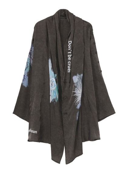 <PIECE UNIQUE/AOYAMA>INK DYED WRINKLE CUPRO MESSAGE DRAPE JACKET