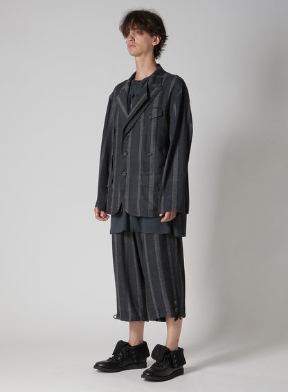 SILK/COTTON STRIPE PATTERN SLIT JACKET