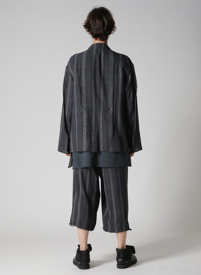 SILK/COTTON STRIPE PATTERN SLIT JACKET