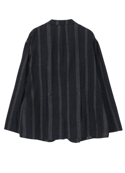 SILK/COTTON STRIPE PATTERN SLIT JACKET