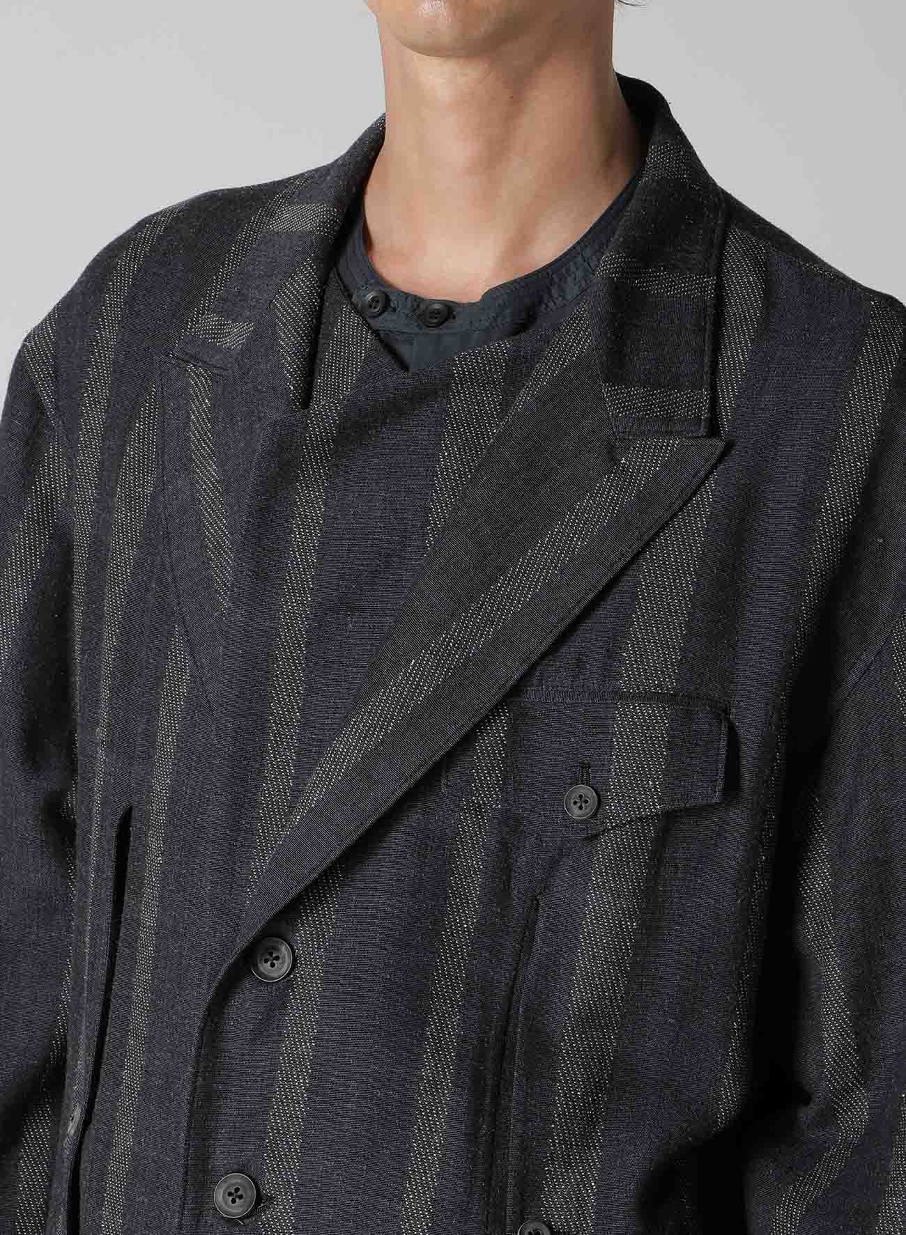 SILK/COTTON STRIPE PATTERN SLIT JACKET