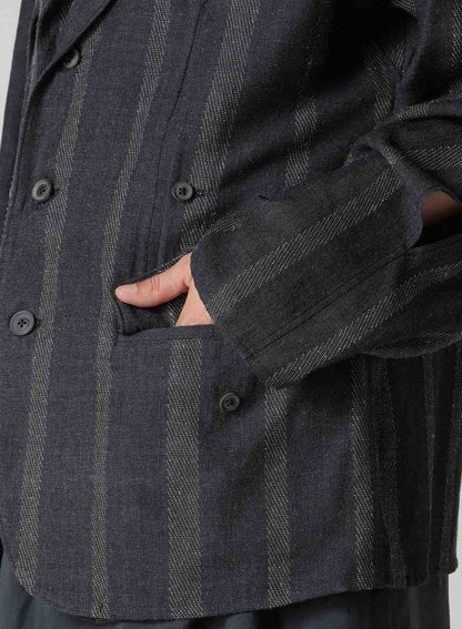 SILK/COTTON STRIPE PATTERN SLIT JACKET