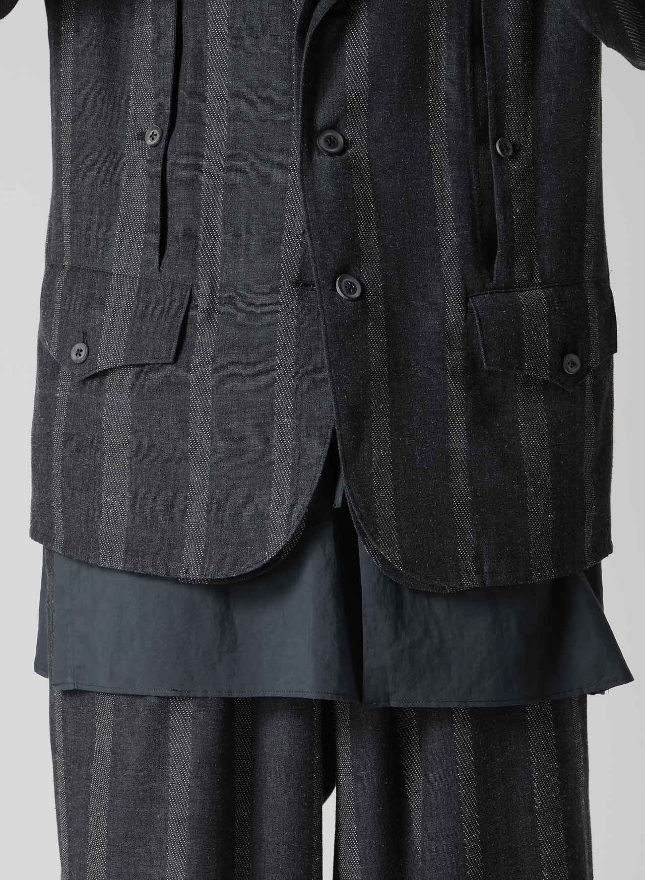 SILK/COTTON STRIPE PATTERN SLIT JACKET