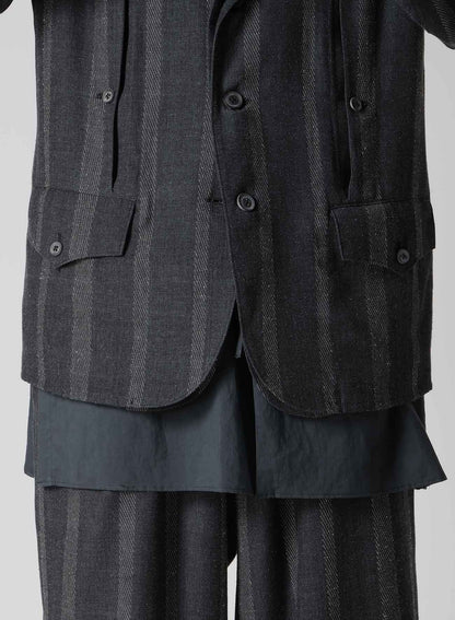 SILK/COTTON STRIPE PATTERN SLIT JACKET