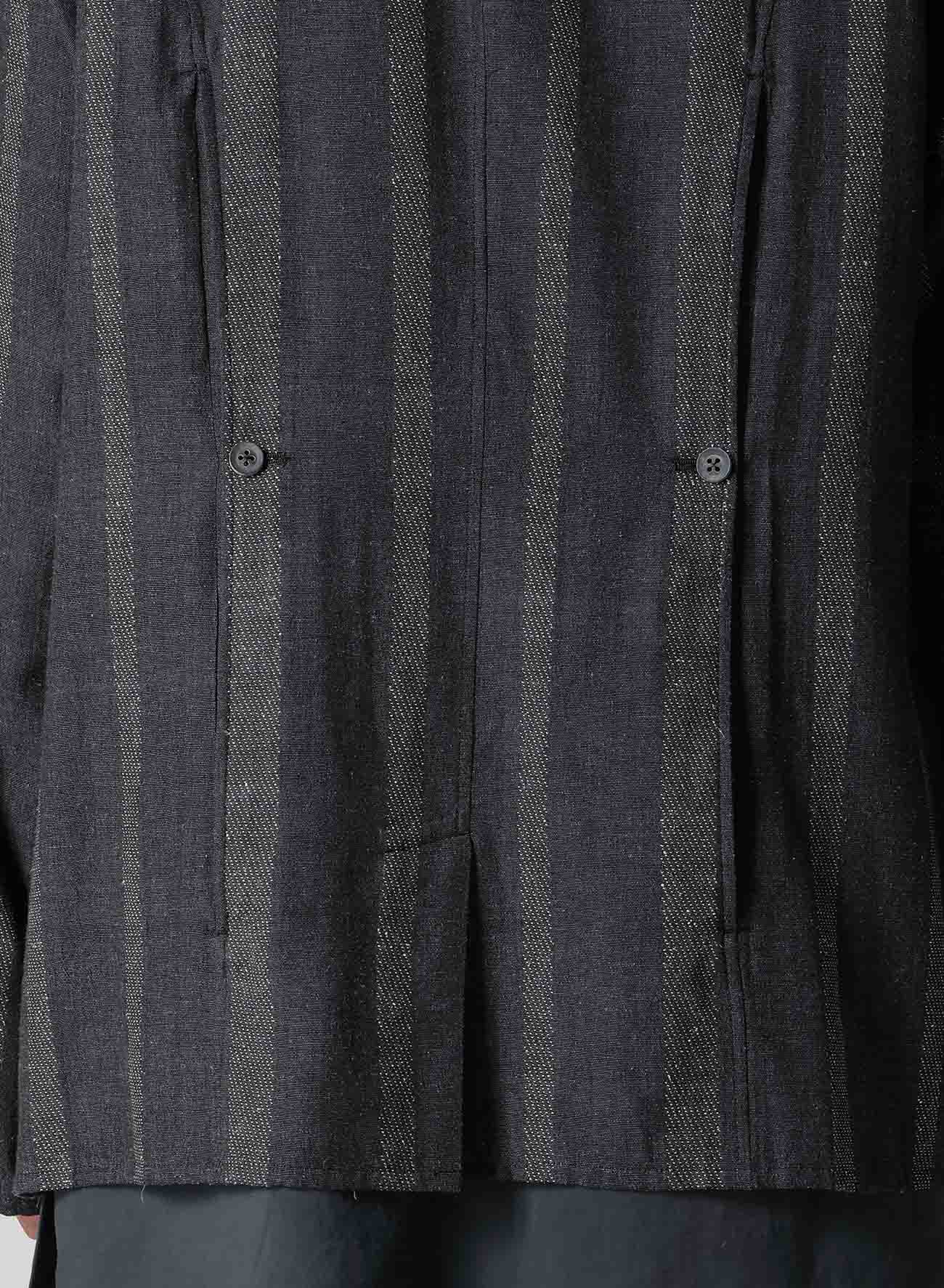 SILK/COTTON STRIPE PATTERN SLIT JACKET