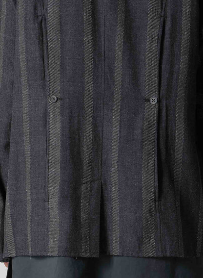 SILK/COTTON STRIPE PATTERN SLIT JACKET