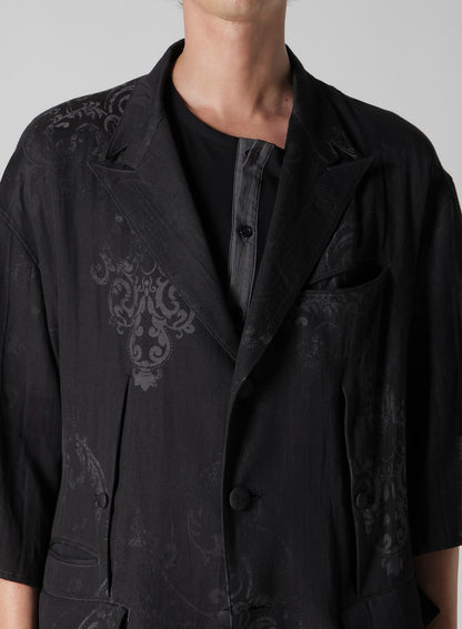 JACQUARD PATTERN SLIT DESIGN JACKET