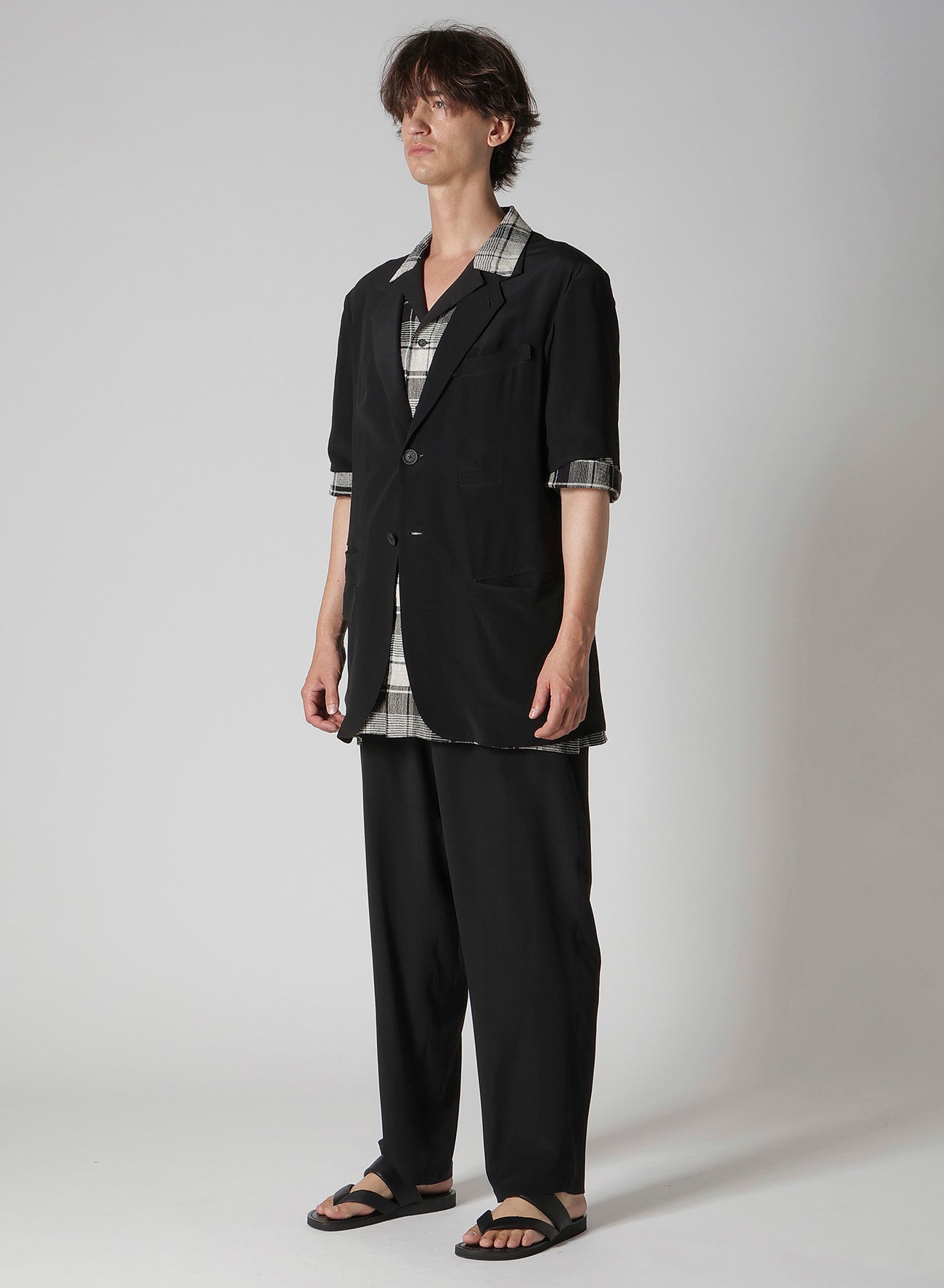 CREPE DE CHINE 6 POCKETS SHORT SLEEVE SUIT JACKET