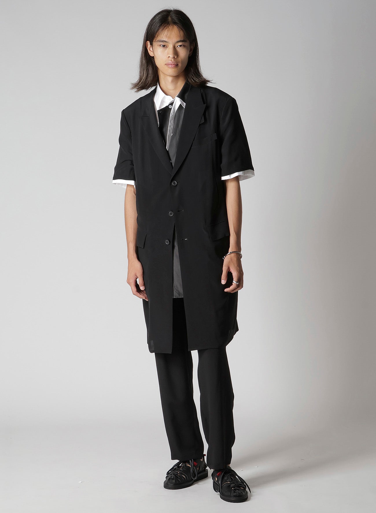 CREPE DE CHINE 4 BUTTONS SHORT SLEEVE JACKET
