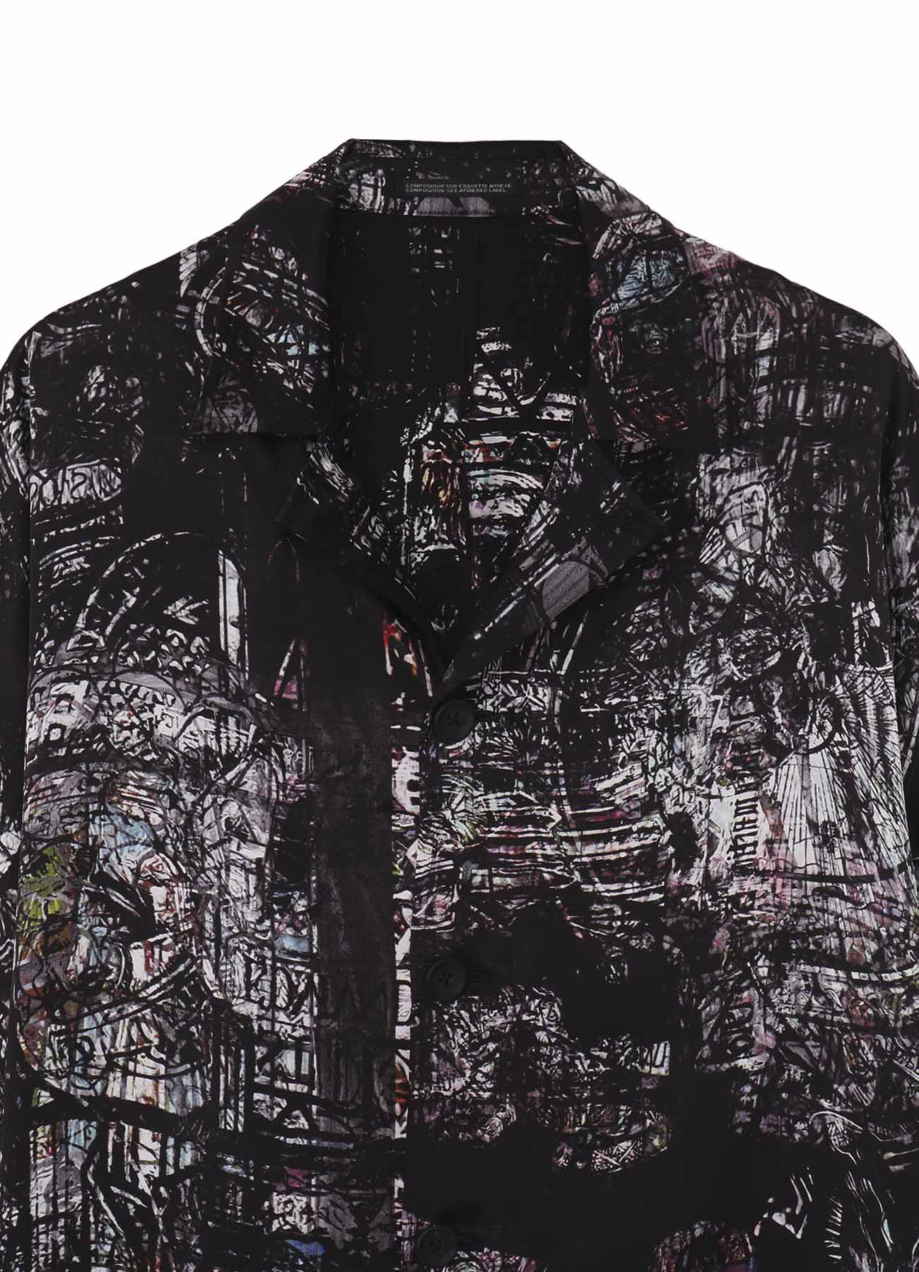 BLACK/LINING PRINTED LONG CAPE JACKET