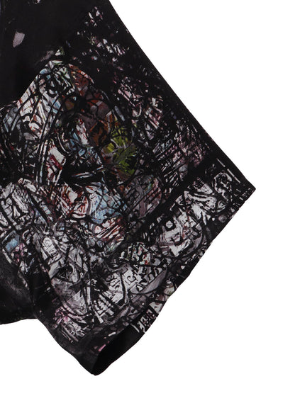 BLACK/LINING PRINTED LONG CAPE JACKET