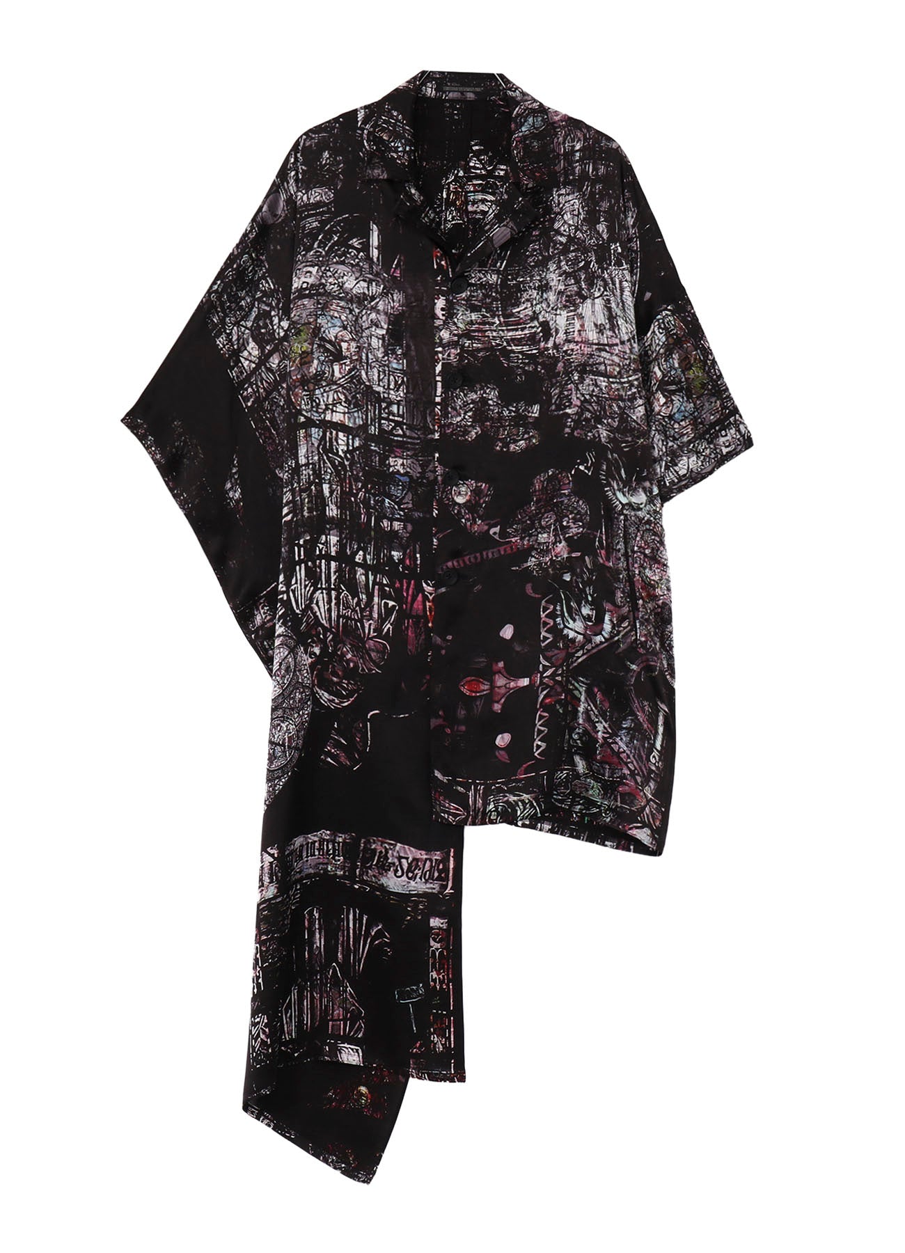 BLACK/LINING PRINTED LONG CAPE JACKET