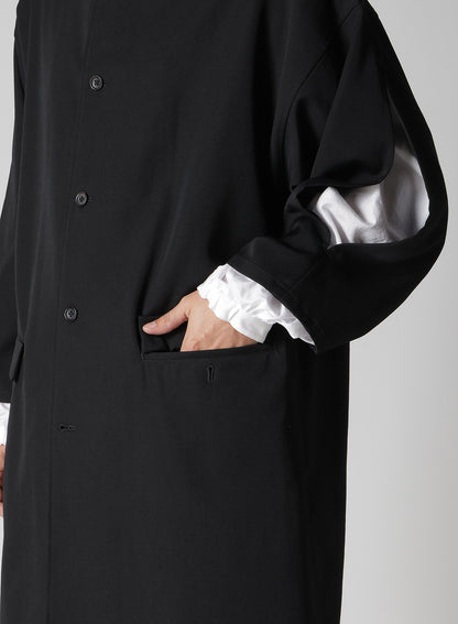 WOOL GABARDINE SLEEVE SLIT STAND JACKET