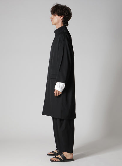 WOOL GABARDINE SLEEVE SLIT STAND JACKET