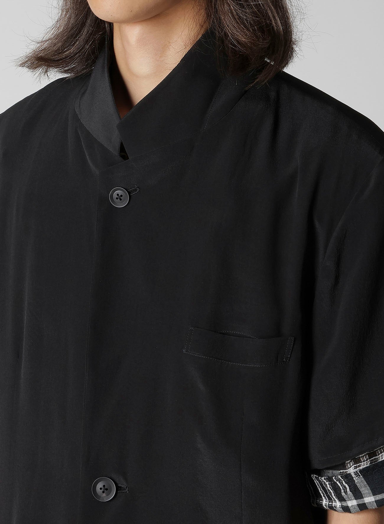 CREPE DE CHINE SHORT SLEEVE 2 BUTTONS JACKET