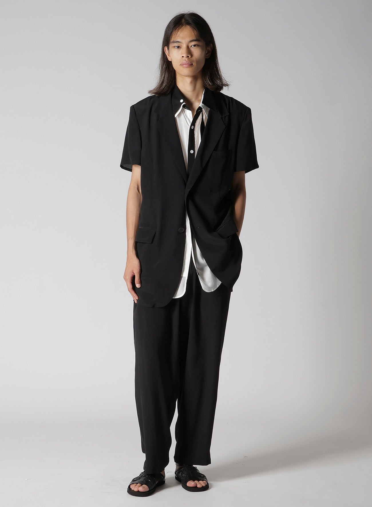 CREPE DE CHINE 2 BUTTONS SHORT SLEEVE JACKET