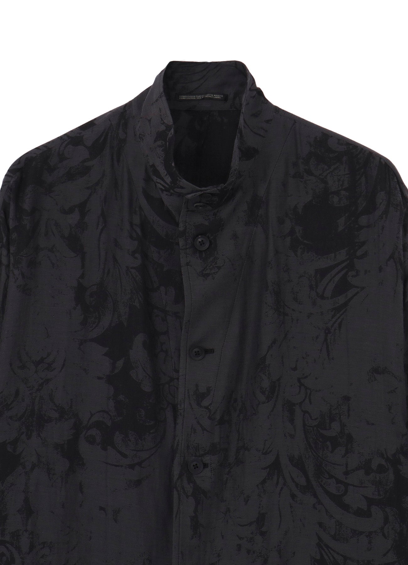 JACQUARD PATTERN MESSAGE PRINTED STAND JACKET