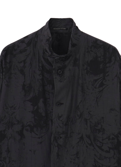 JACQUARD PATTERN MESSAGE PRINTED STAND JACKET