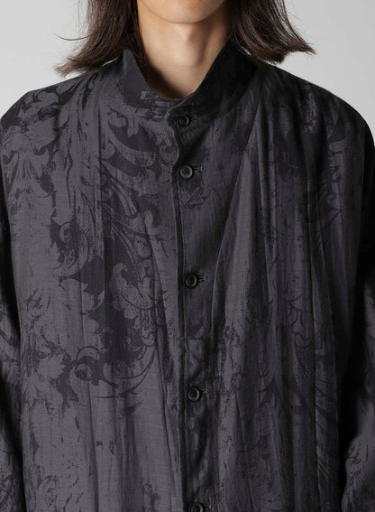 JACQUARD PATTERN MESSAGE PRINTED STAND JACKET