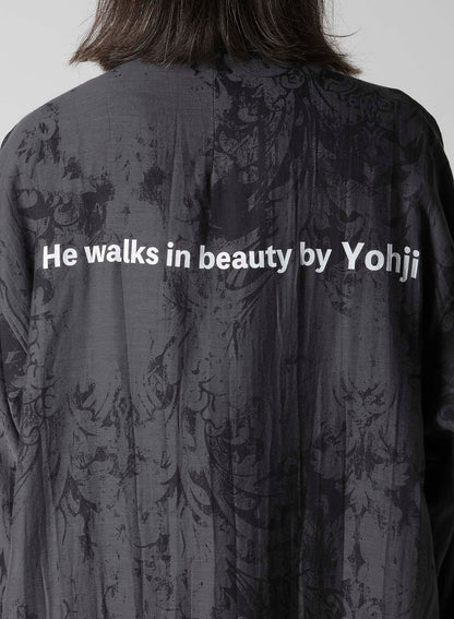 JACQUARD PATTERN MESSAGE PRINTED STAND JACKET