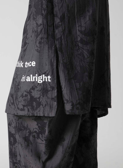 JACQUARD PATTERN MESSAGE PRINTED STAND JACKET