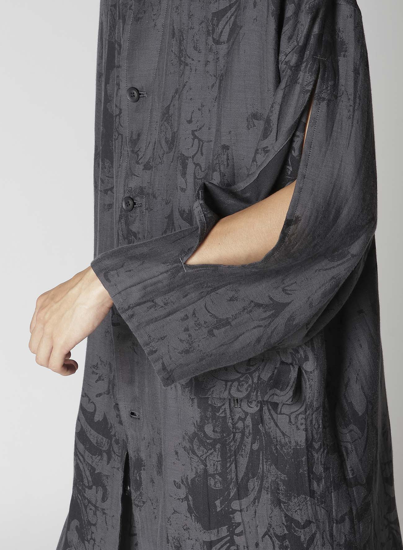 JACQUARD PATTERN MESSAGE PRINTED STAND JACKET