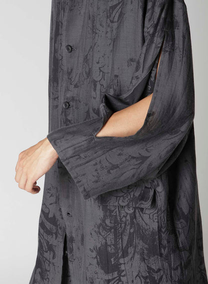 JACQUARD PATTERN MESSAGE PRINTED STAND JACKET