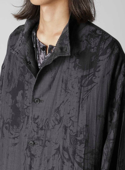 JACQUARD PATTERN MESSAGE PRINTED STAND JACKET