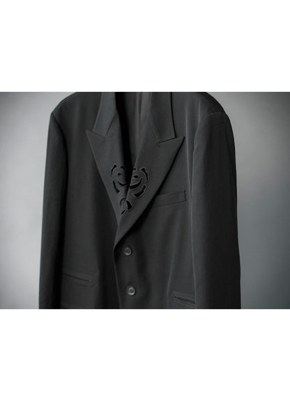 WOOL GABARDINE CUTWORK EMBROIDERY JACKET