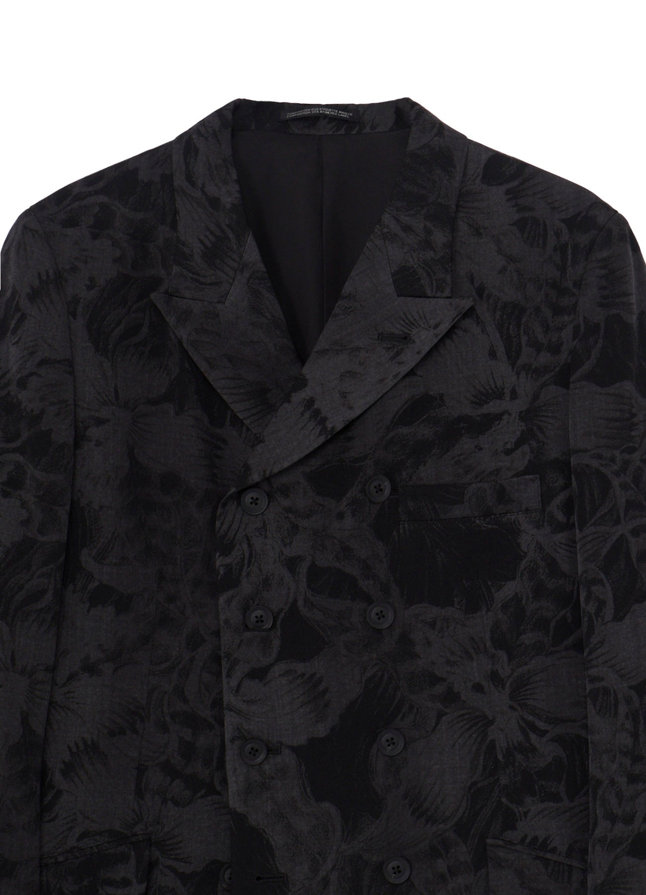 WOOL GABARDINE FLORAL DISCHARGE-DYED DOUBLE JACKET