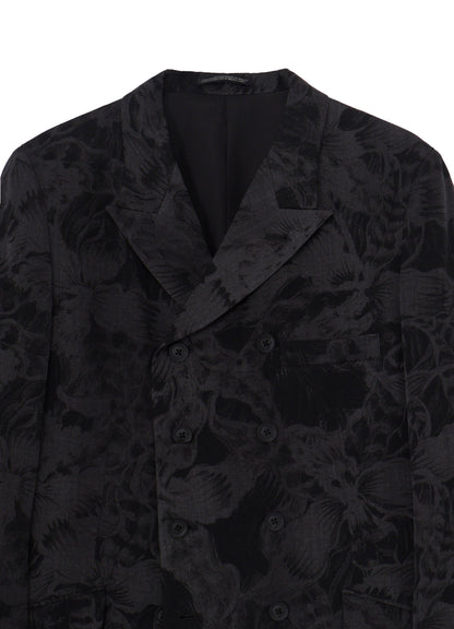 WOOL GABARDINE FLORAL DISCHARGE-DYED DOUBLE JACKET