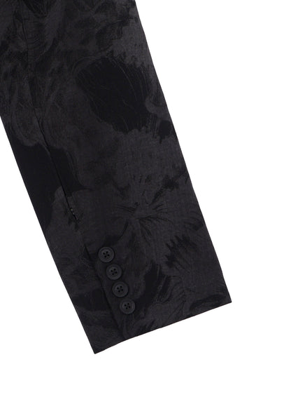 WOOL GABARDINE FLORAL DISCHARGE-DYED DOUBLE JACKET