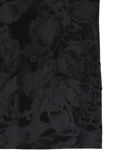 WOOL GABARDINE FLORAL DISCHARGE-DYED DOUBLE JACKET