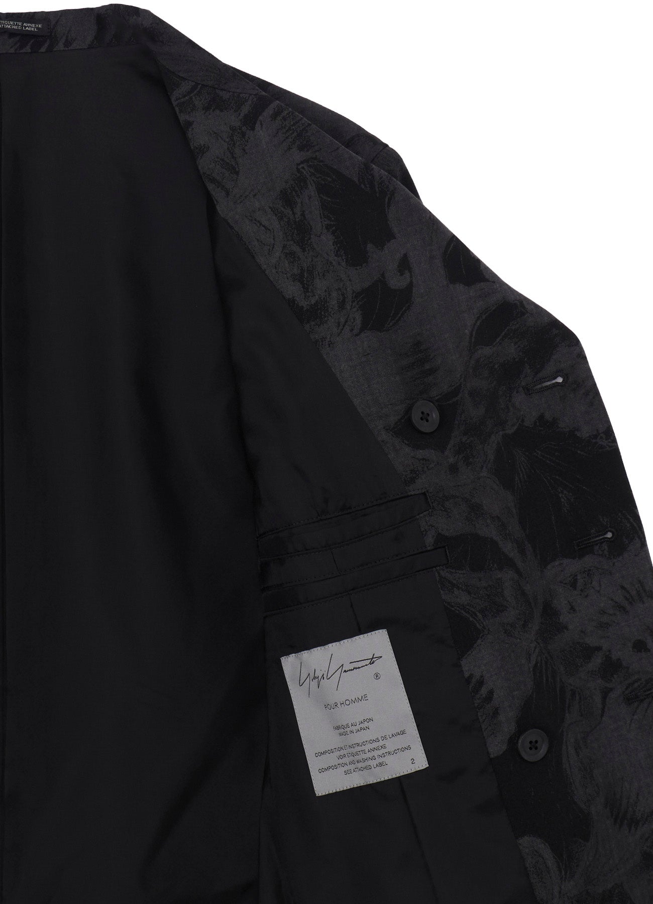 WOOL GABARDINE FLORAL DISCHARGE-DYED DOUBLE JACKET