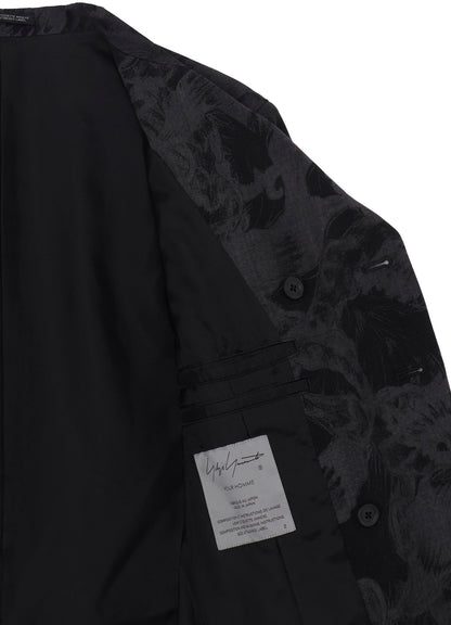 WOOL GABARDINE FLORAL DISCHARGE-DYED DOUBLE JACKET