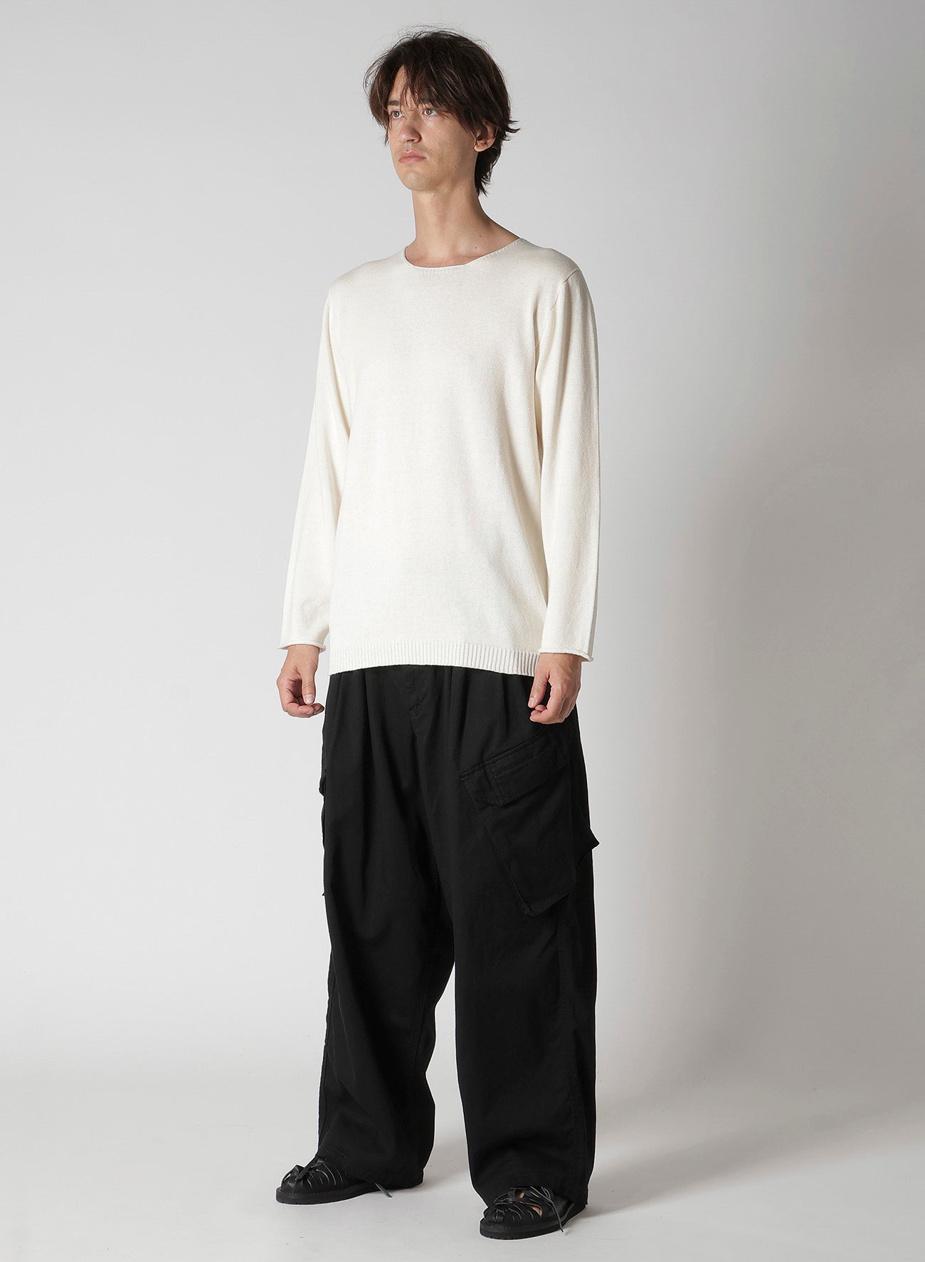 COTTON CASHMERE ROUND NECK PO KNIT