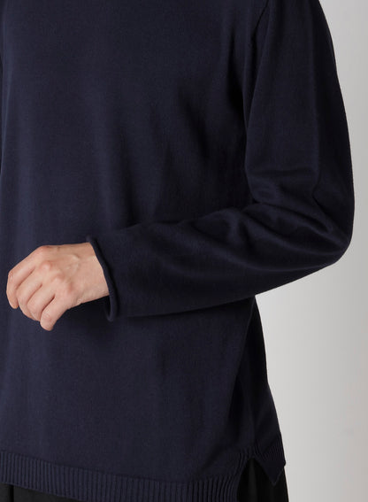COTTON CASHMERE ROUND NECK PO KNIT