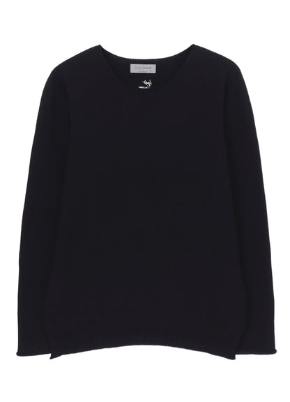 COTTON CASHMERE ROUND NECK PO KNIT