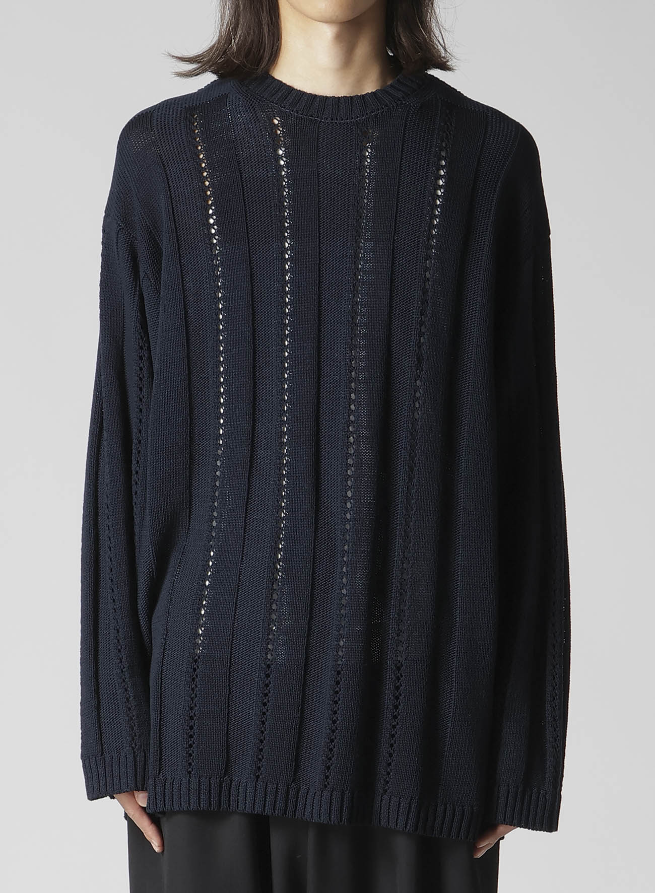 5G 1PLY OPENWORK RIB ROUND NECK PO