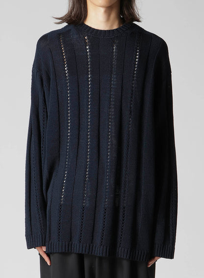 5G 1PLY OPENWORK RIB ROUND NECK PO