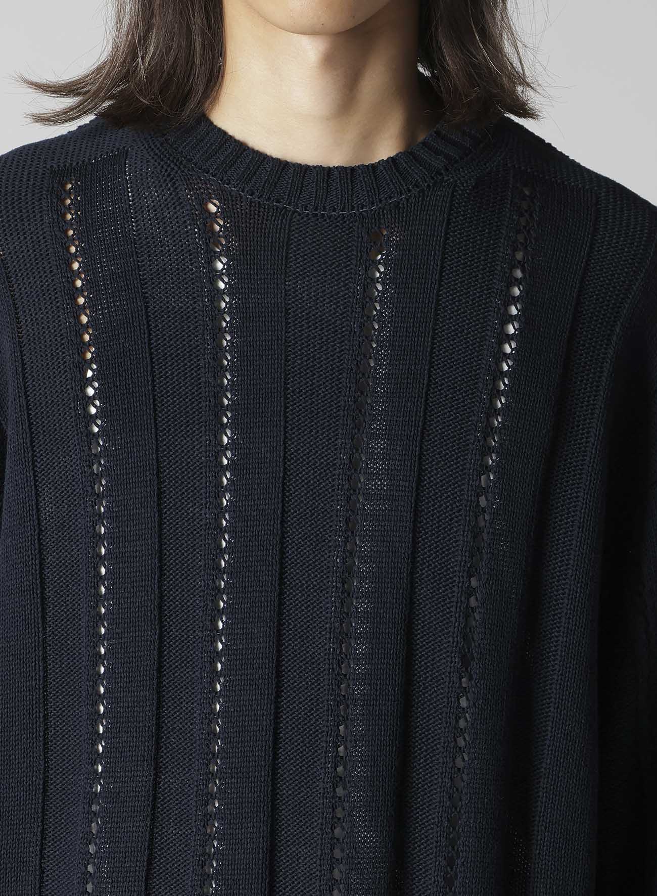 5G 1PLY OPENWORK RIB ROUND NECK PO