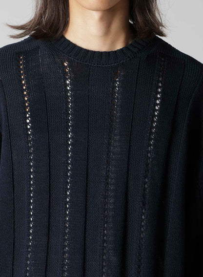 5G 1PLY OPENWORK RIB ROUND NECK PO