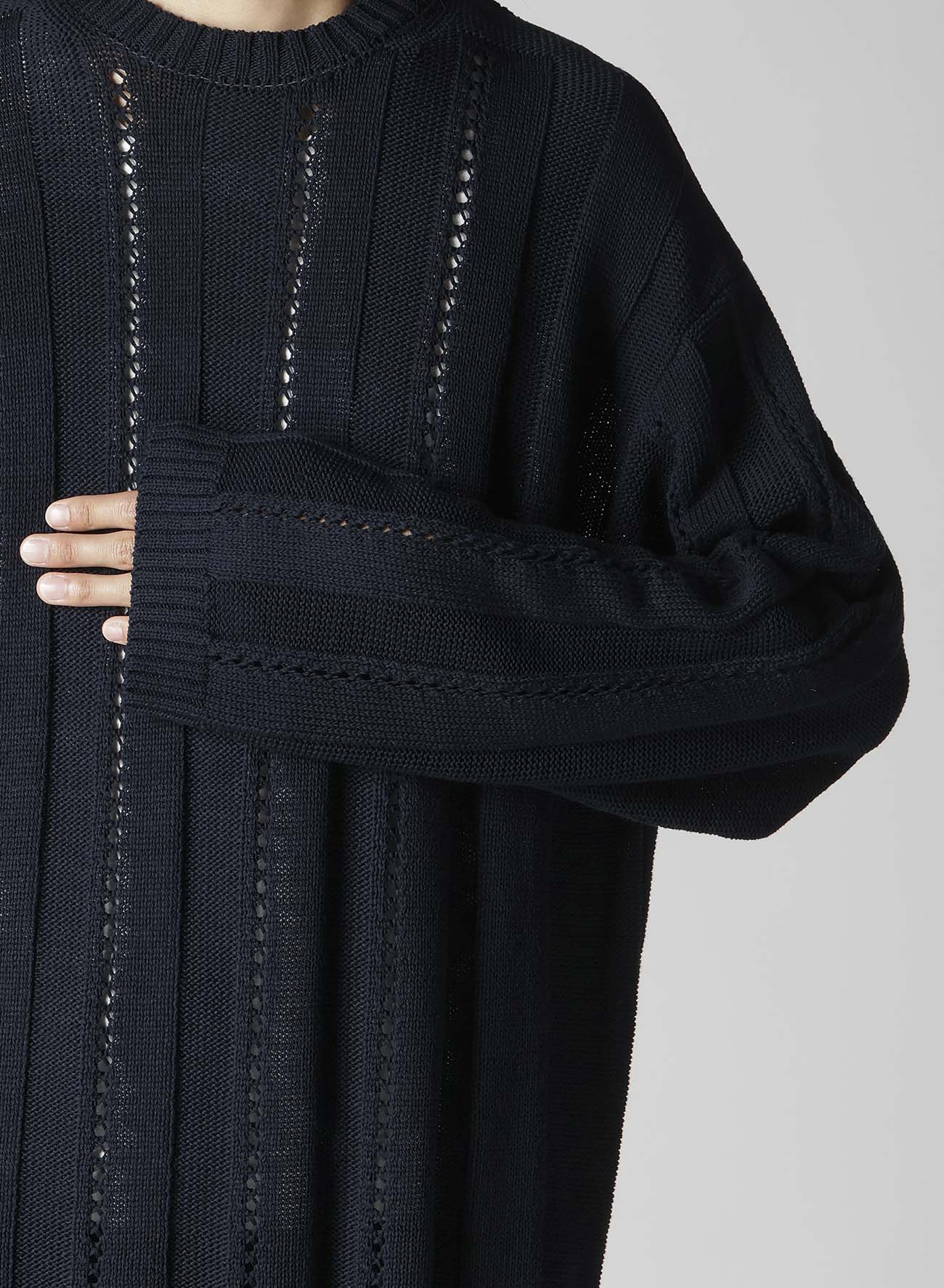 5G 1PLY OPENWORK RIB ROUND NECK PO