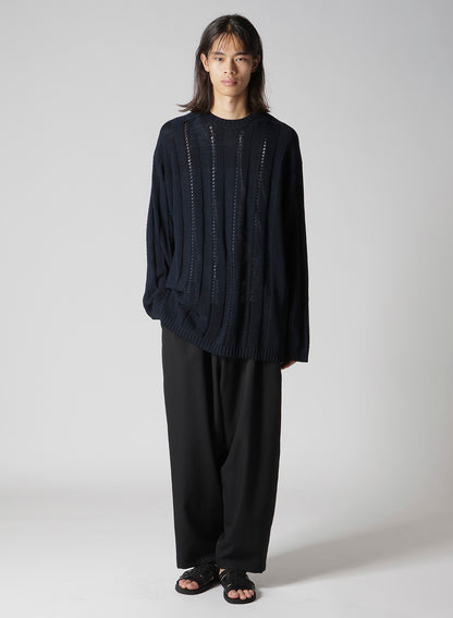 5G 1PLY OPENWORK RIB ROUND NECK PO