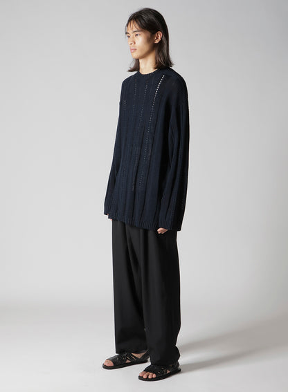 5G 1PLY OPENWORK RIB ROUND NECK PO