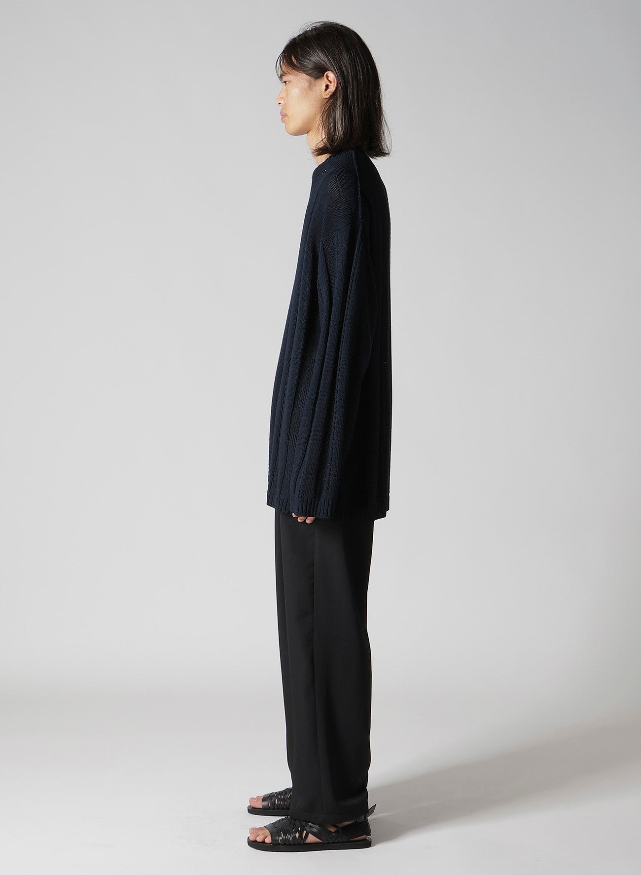 5G 1PLY OPENWORK RIB ROUND NECK PO