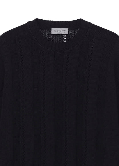 5G 1PLY OPENWORK RIB ROUND NECK PO